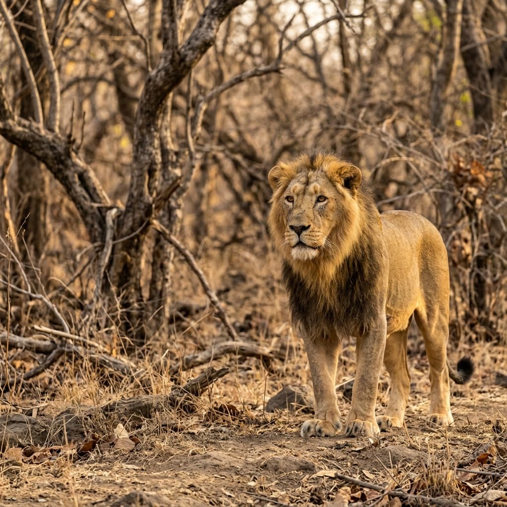 Asiatic Lion in Gir Deciduous Forest